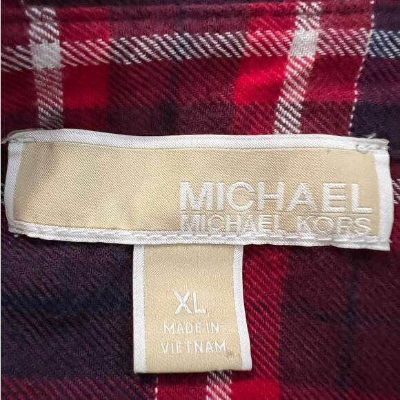 Michael Michael Kors Flannel Button-up Shirt in Red and Blue Plaid Hi-Lo Size XL - Picture 4 of 6